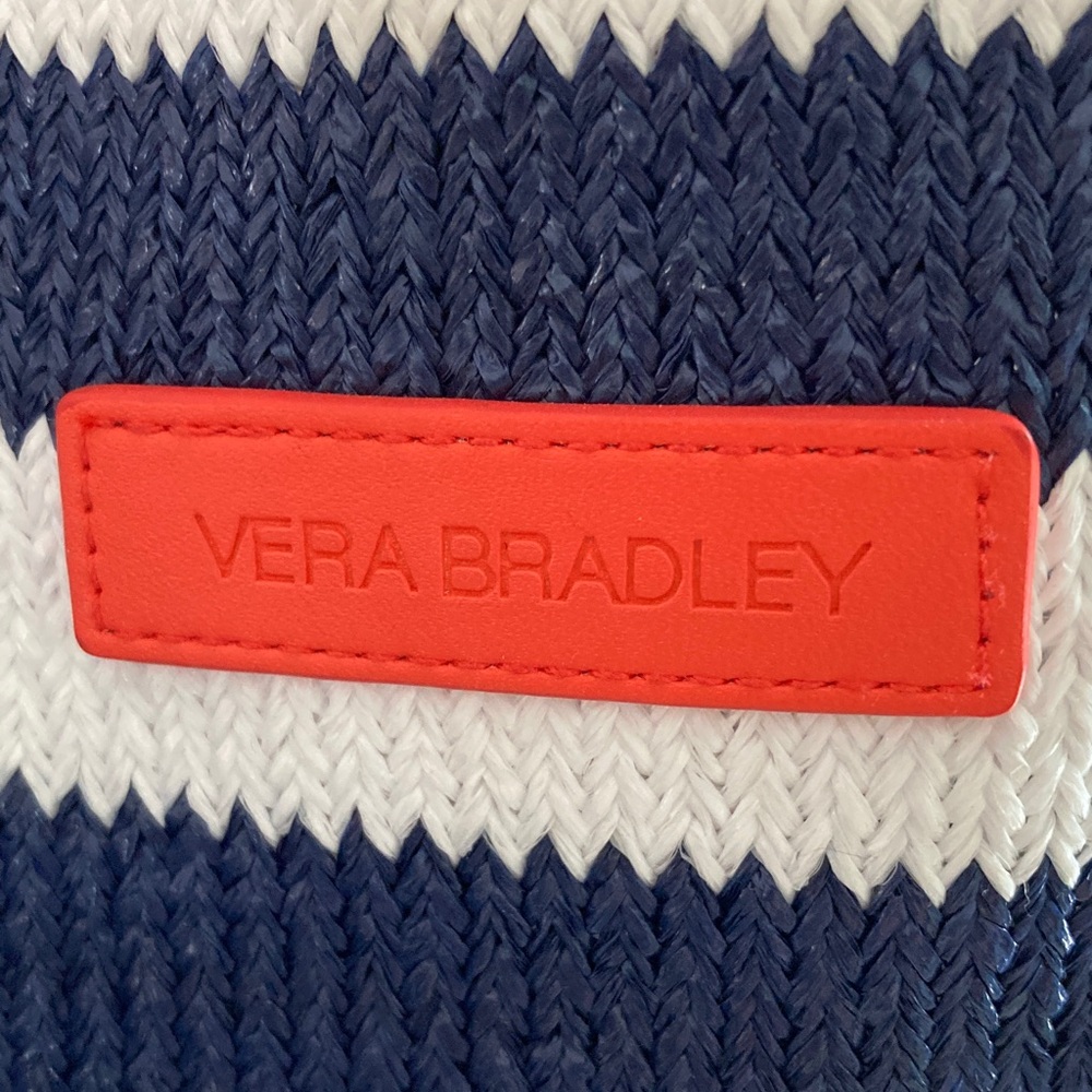 Vera Bradley Navy and White Tote with Orange Accents - Picture 2 of 9